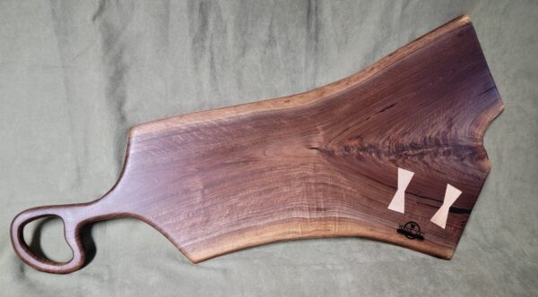 Walnut burl charcuterie board with bow ties. - Image 4
