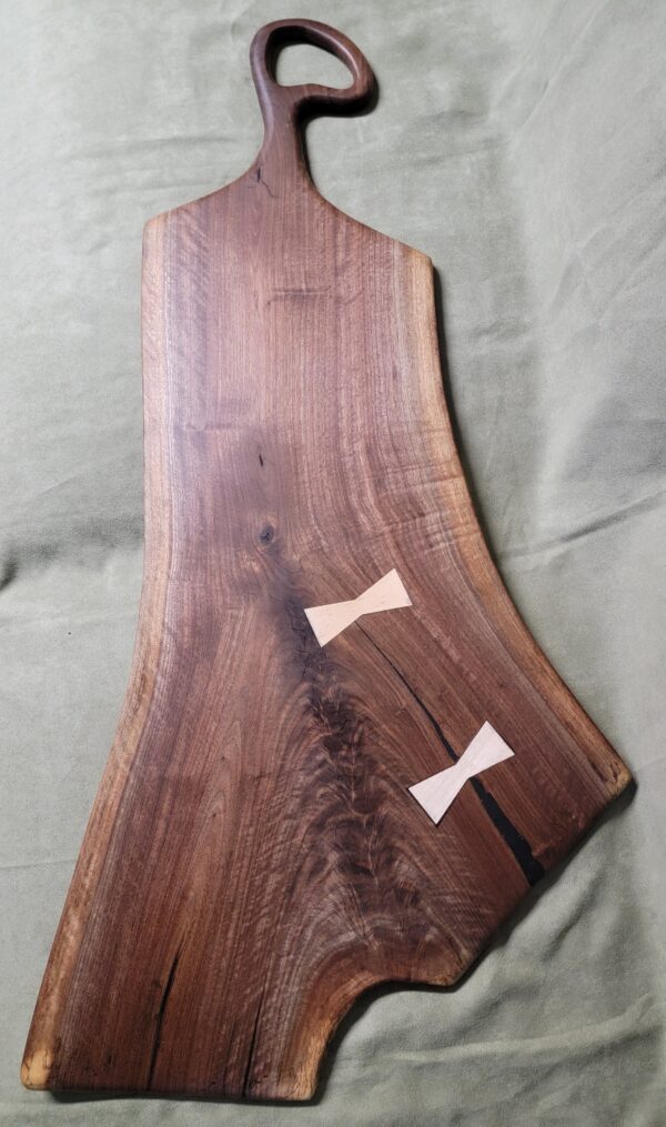 Walnut burl charcuterie board with bow ties. - Image 2